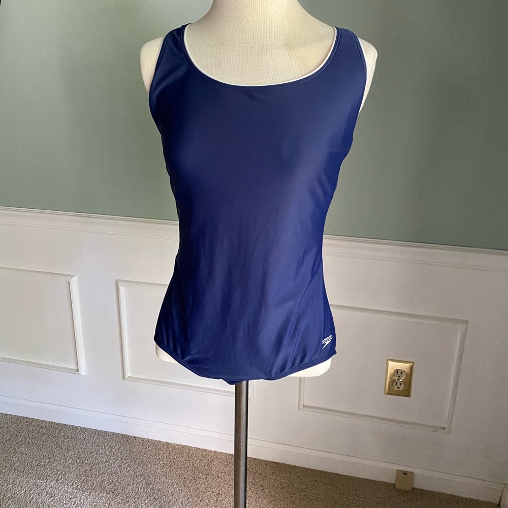 Speedo Women’s Swimsuit One Piece Powerflex Ultraback Solid Navy Blue – Size L